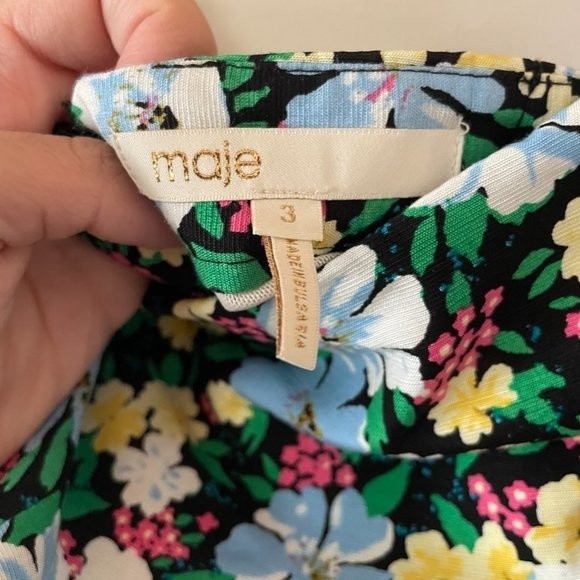 Maje Rapy Floral Off The Shoulder Mini Dress Emily in Paris Size 3 (Large) - Picture 12 of 15